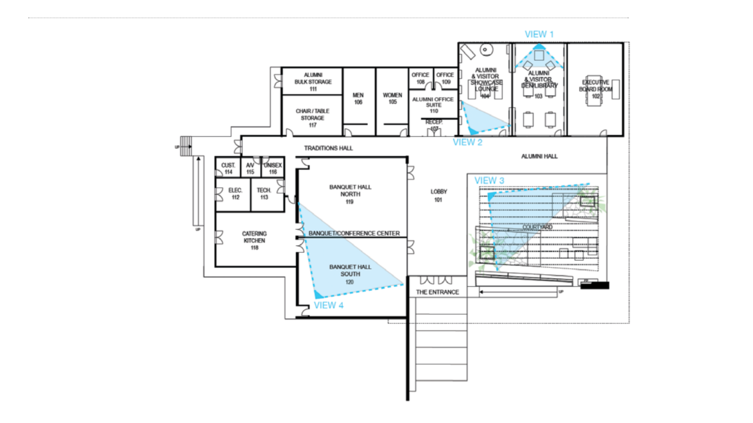 Floor plans for the proposed Alumni center.