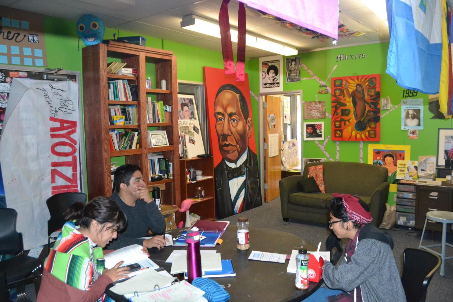 Members study in La Raza Student Center. Over the weekend the group received death threats.