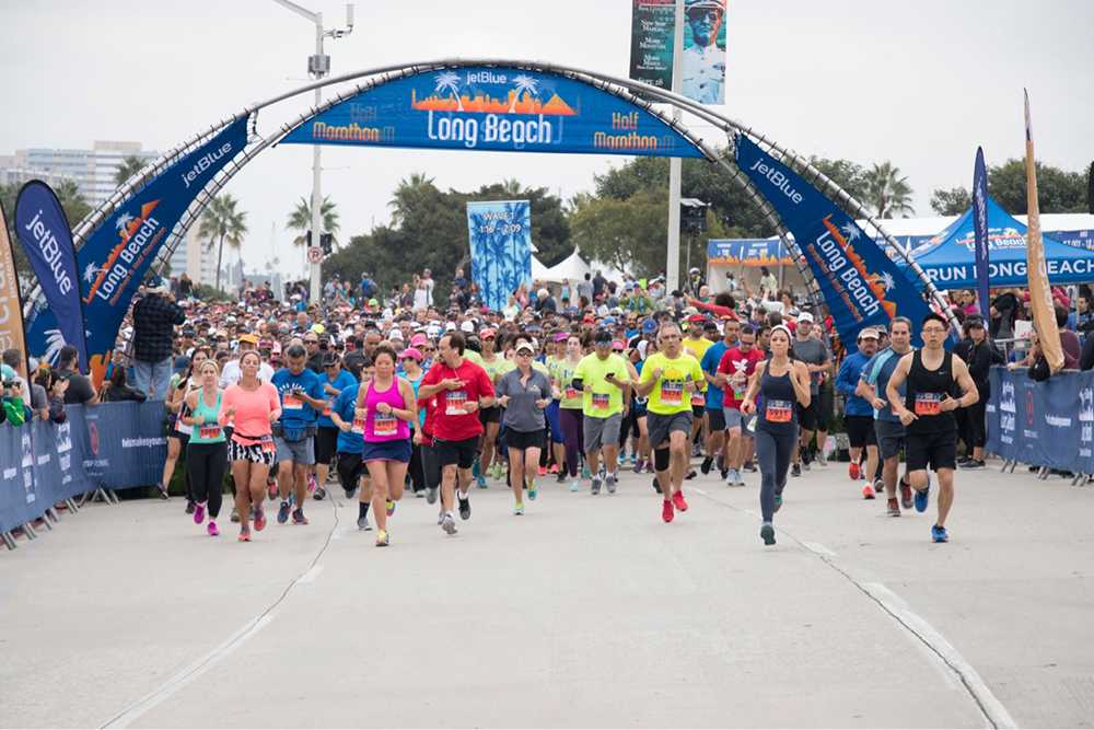 Sponsored by JetBlue, the marathon winds through Long Beach, eventually leading to and through CSULB's campus where runners find eager supporters cheering them on.