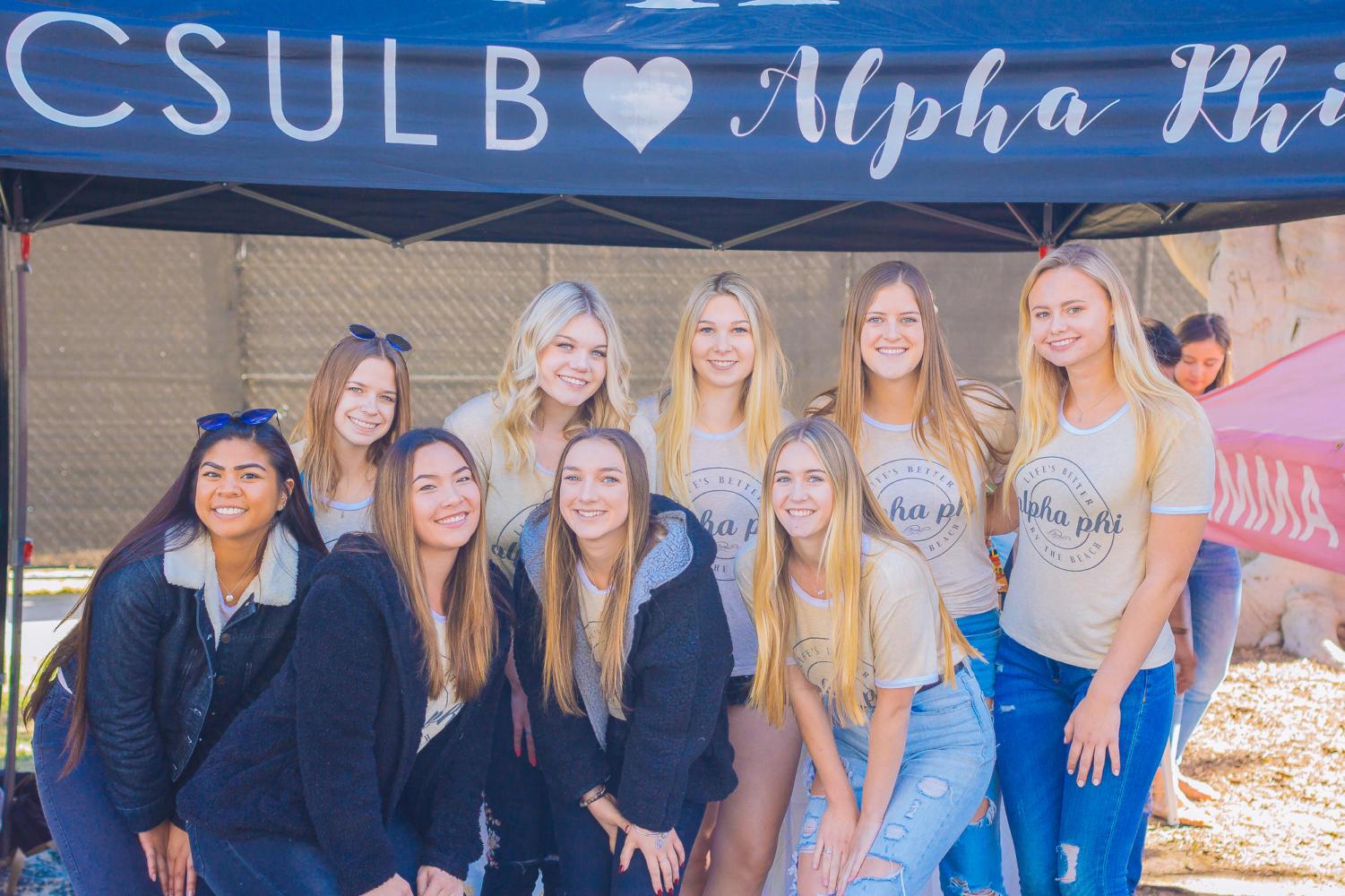 Alpha Phi, though at member capacity, spent the day educating students on the sorority's five pillars that make up its foundation. 1/23