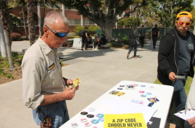 "Look at different countries in a socialist regime, they are struggling and starving," said Bob Provencher, a grounds keeper for LBSU. The Turning Point USA tabling took place at LBSU near LA 5 on March 26, 2019.