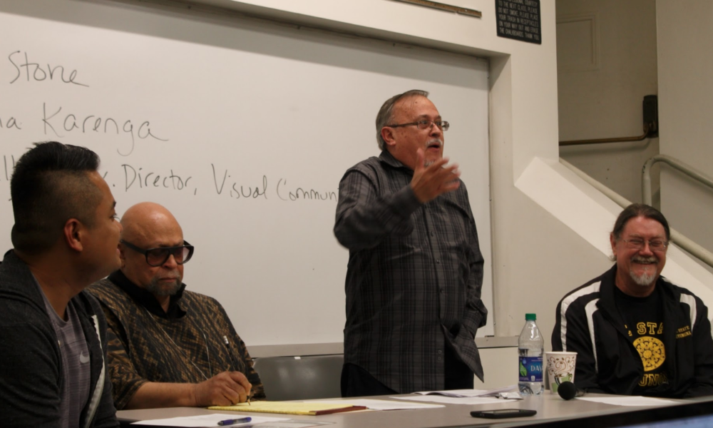 A Chicanx studies professor speaks to a class