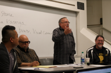 A Chicanx studies professor speaks to a class