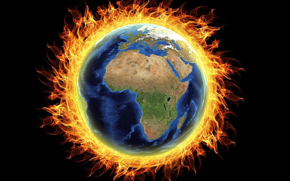 Planet earth on fire