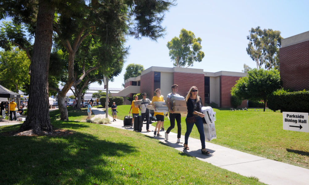 Students walkin at Parkside college