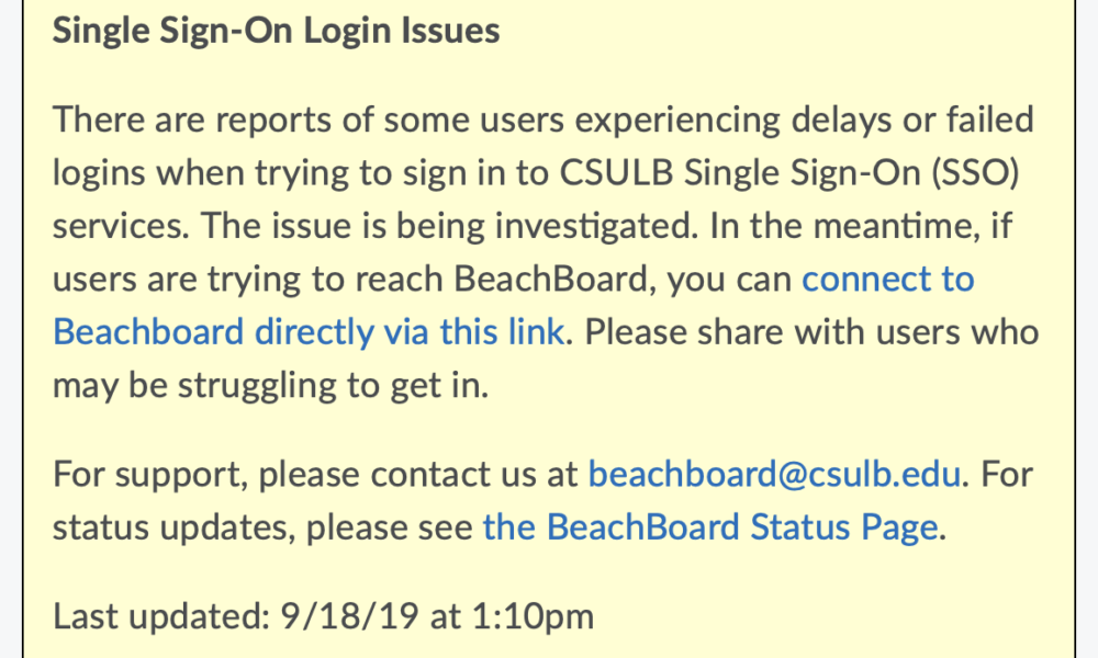 A screenshot detailing the issue of log-ins being down.