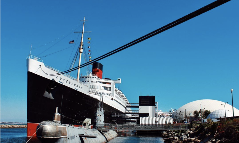The Queen Mary docked in Long Beach.