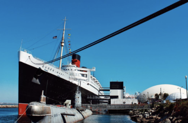 The Queen Mary docked in Long Beach.
