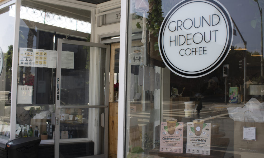 Front window of Ground Hideout Coffee