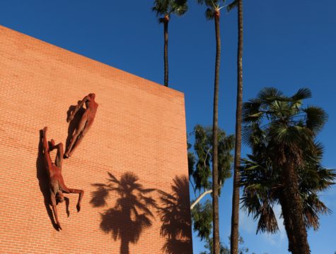 Glen Miller designed "Dedalus and Icarus," which was installed in spring of 1966 on the west stairwell wall of Engineering two.