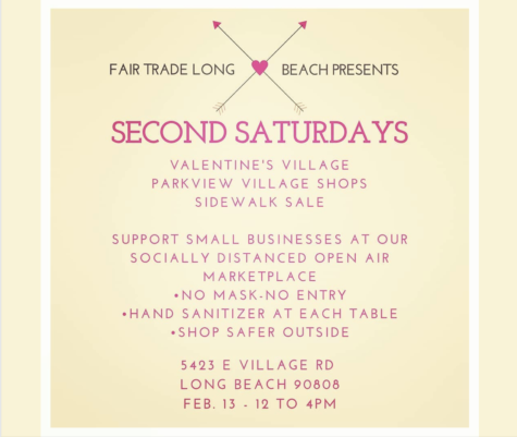 Fair Trade Long Beach's flyer for its Valentine's Day Second Saturdays market.