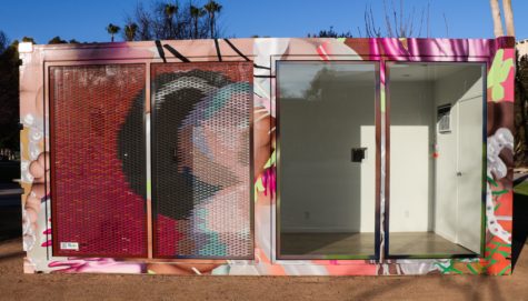 TBM Designs created this 20-foot steel shipping container called "Sm[ART]box," which showcases new self-cooling technology and sparks people&squot;s curiosity.