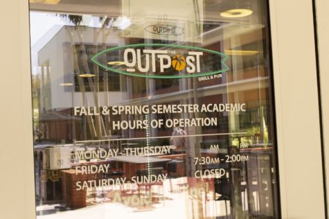 The Outpost Grill & Pub is currently the only food place on campus selling alcohol.