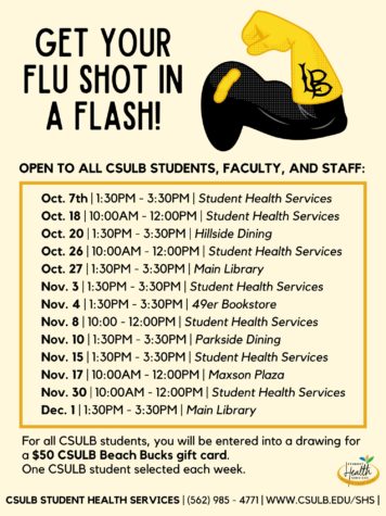 Flu shot schedule for the rest of the fall semester. Courtesy of Student Health Service.