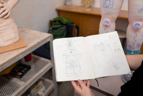 Emily Rose Casares shows the preliminary sketches of her works in progress.