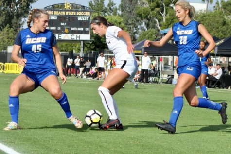 Long Beach State women's soccer season came to an end on the final day of regular season after a 2-1 loss to UC Santa Barbara at George Allen Field eliminated The Beach from Big West Conference playoff contention. Photo by Ignacio Cervantes