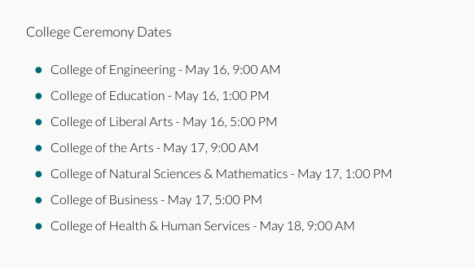 CSULB's college ceremony dates will take place from May 16 to May 18. 
Photo credit: CSULB Commencement website