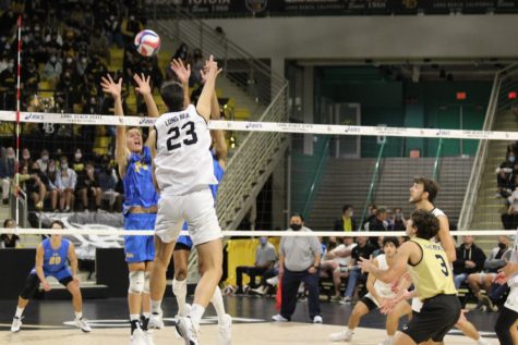 Nikolov going in for the kill. The outside hitter would finish the night with a .400 hitting percentage.
