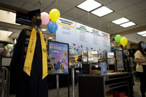Graduation packages are on display at the CSULB University bookstore as Grad Fair continues until Thursday.