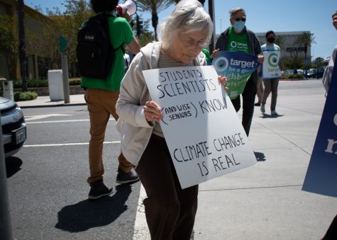 Linda Banez, 81, marched to Target with environmental activists on Earth Day to protest climate change.