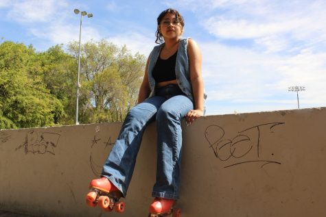 Natalie Monzon, a first year graphic design major at CSULB, at El Dorado skate park.