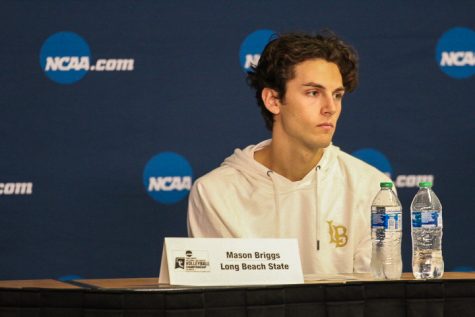 Mason Briggs addressing the media after the loss
