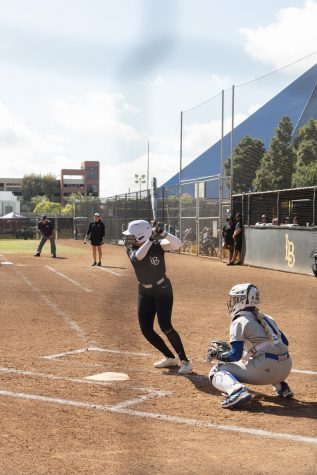 Naomi Hernandez looking to swing at a pitch in a game against UC Santa Barbara