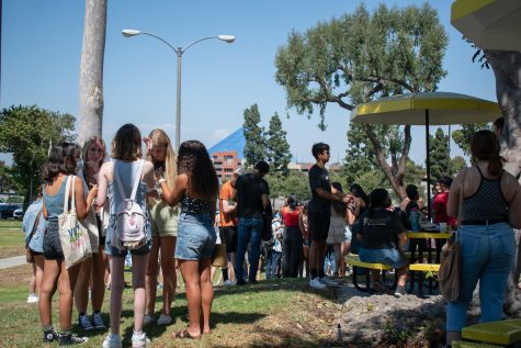 Long Beach State students gather supplies for the first day of classes.