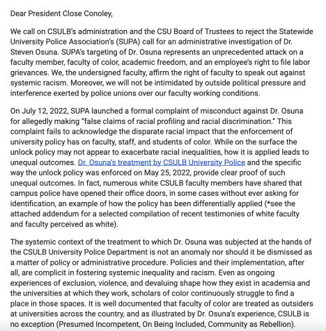 More than 120 CSULB faculty members respond after SUPA demand an investigation into sociology professor Steven Osuna.