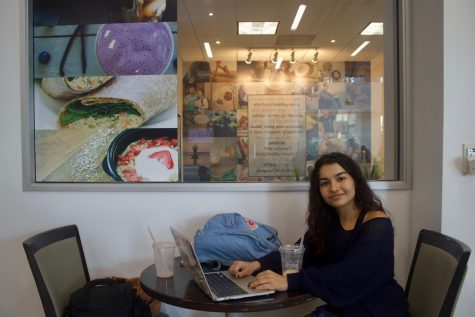 Ariana Fahri studying at Shake Smart in the SRWC.