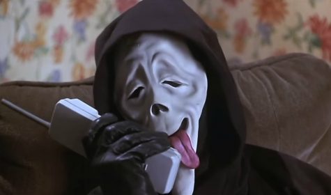 The Killer, the main antagonist of the film, takes part in funny phone calls while sitting at home "chilling."