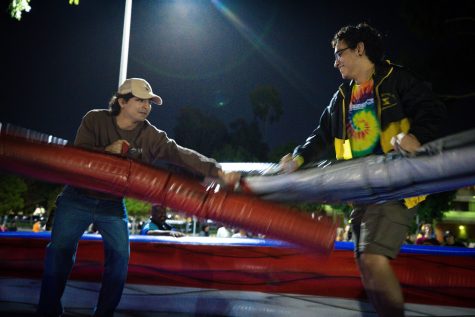 Long Beach, CA- Students test their fighting wits in a bungee joust hosted by CSULB ASI.
