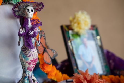 The Museum of Latin American Art celebrates Dia de los Muertos near the front entrance by placing a table of of loved ones that have passed.