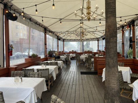 Outdoor dining offered at 555 East American Steakhouse.