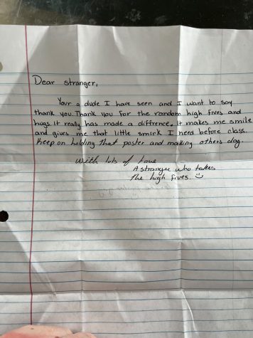 A stranger's note given to Joshua Brennecke.