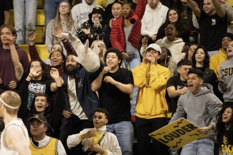 The Long Beach State spirit team showing off their energy at the last home game for the men's basketball. Photo By: Marlon Villa