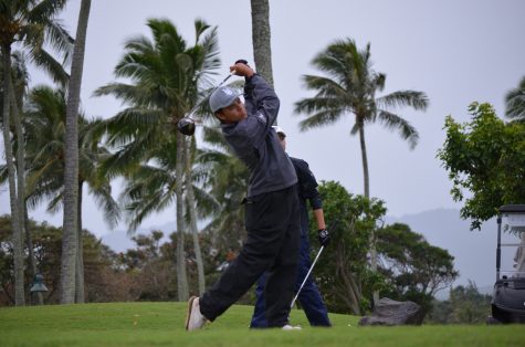 Steven Deutsch drives off a tee at The Ocean Course at Hokuala in Lihue, Hawaii.