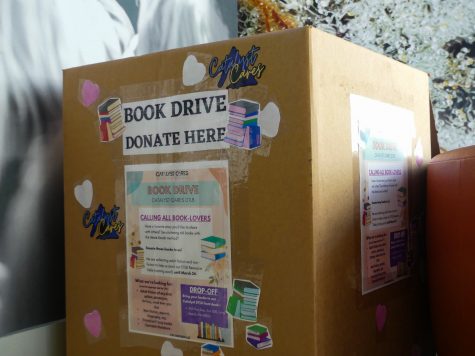 A box with Catalyst Cares stickers sat in the front lobby for customers to participate in their book drive donations. Each Catalyst location partakes in various localized community outreach endeavors.