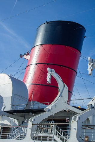 Queen Mary smoke-stack which helps exast smoke coming from the boiler room located in the bottom of the vessel.