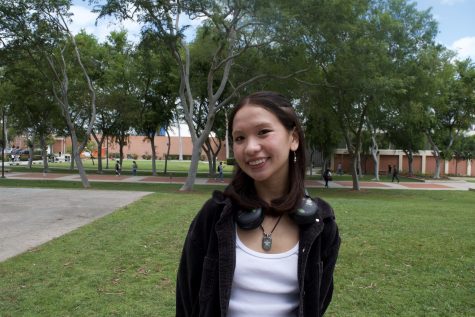 Kat Nunez, a third-year marketing major listens to Aphex Twins to keep her motivated throughout finals week.