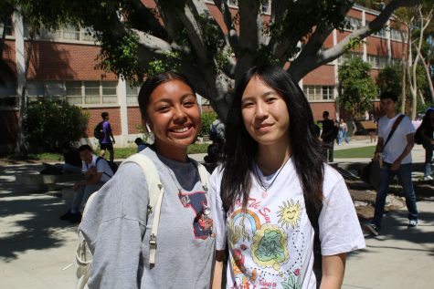 Gabriela Ortega (left), a first-year child development major, and Trina Thai (right), a first-year bio chemistry major.