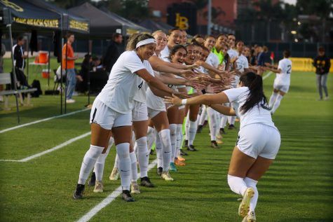 9/14/23- Long Beach, Calif: Long Beach State women's soccer getting hype for the blue and gold rivalry against the Anteaters