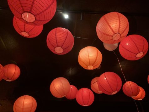 Long Beach, Calif: In the restaurant, red lanterns are hung from the ceilings; creating a nice ambiance.