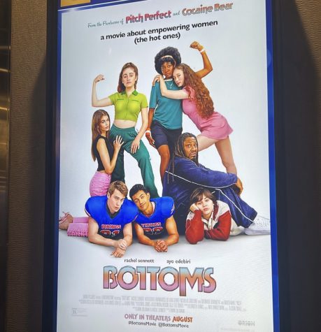 The poster for Bottoms (2023), featuring the main cast of the movie.