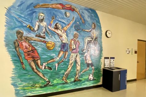 10/02/23 - Long Beach, Calif: A mural representing diversity within the sports that are offered on campus located in the Kinesiology building. The mural was painted in 1996.