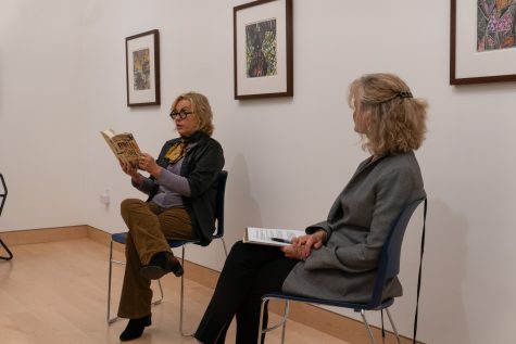 10/26/2023 - Long Beach, Calif: Rosa Lowinger reads an excerpt from her latest book "Dwell Time: A Memoir of Art, Exile, and Repair” during an event at the Carolyn Campagna Kleefeld Contemporary Art Museum on Thursday.