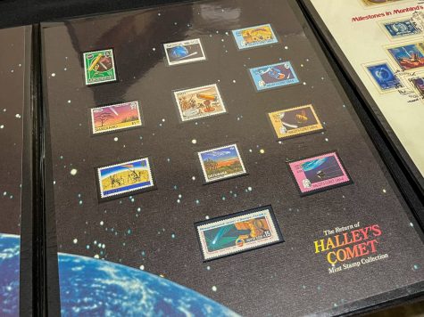 Collections of Halley's Comet stamps were showcased at The Long Beach Stamp Club's booth on Friday.