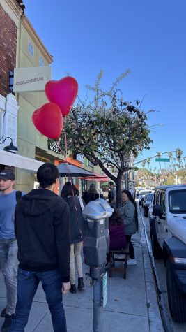 2/10/24 - Heart-shaped balloons were tied down on parking meters all along 2nd Street from Claremont Avenue to Quincy Avenue.