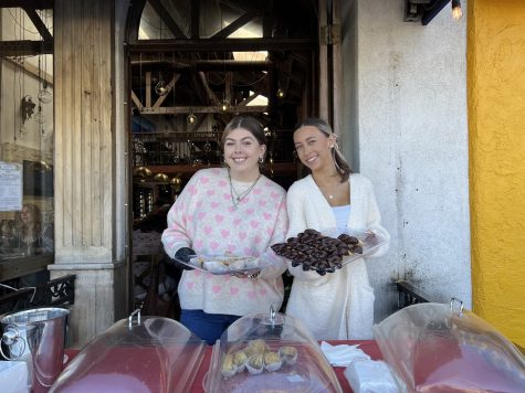 2/10/24 - From left to right: Brittany and Sisi, employees at George's Greek Cafe, holding chocolate chip Baklava and chocolate-dipped Koulourakia.