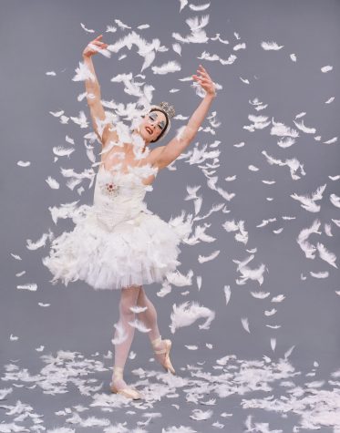 Feathers dramatically fall from the swan during "The Dying Swan" to represent the mortality of life.